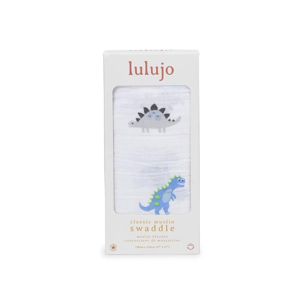 Muslin Cotton Baby Swaddle Blanket 120x120cm, Dinosaurs