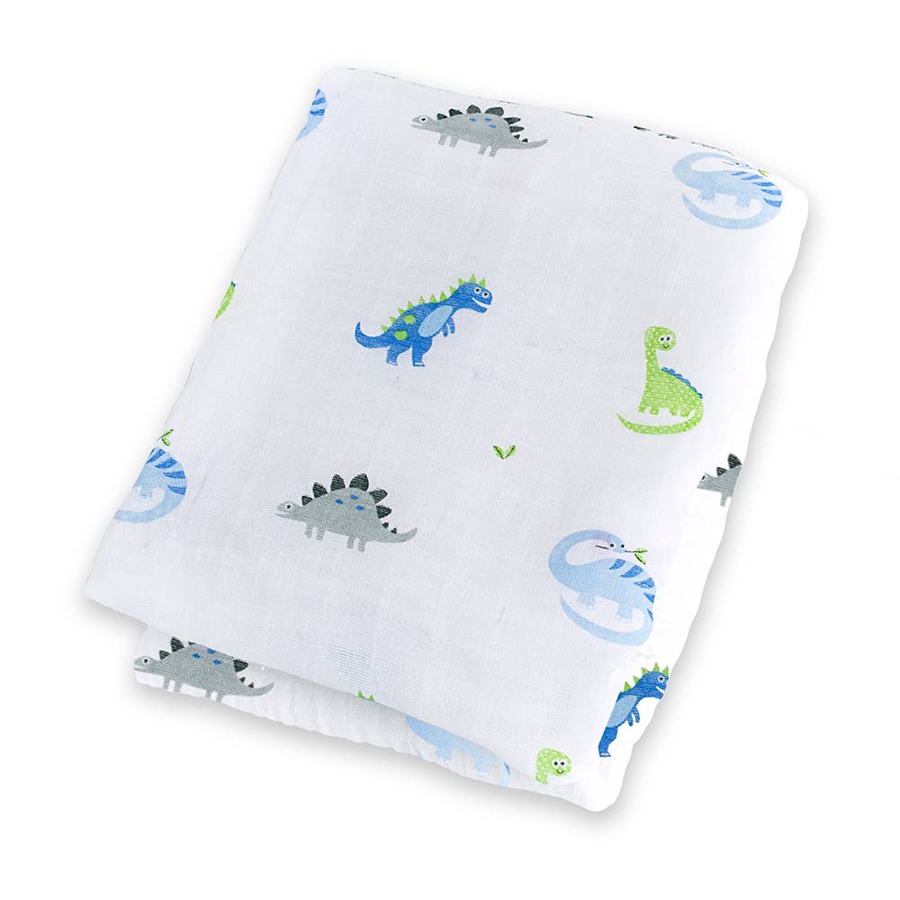 Muslin Cotton Baby Swaddle Blanket 120x120cm, Dinosaurs