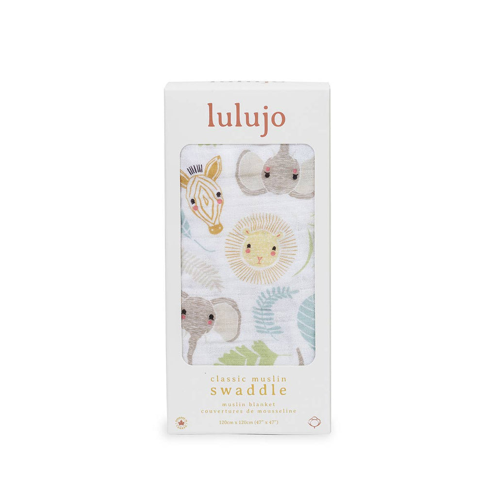 Muslin Cotton Baby Swaddle Blanket 120x120cm, Jungle