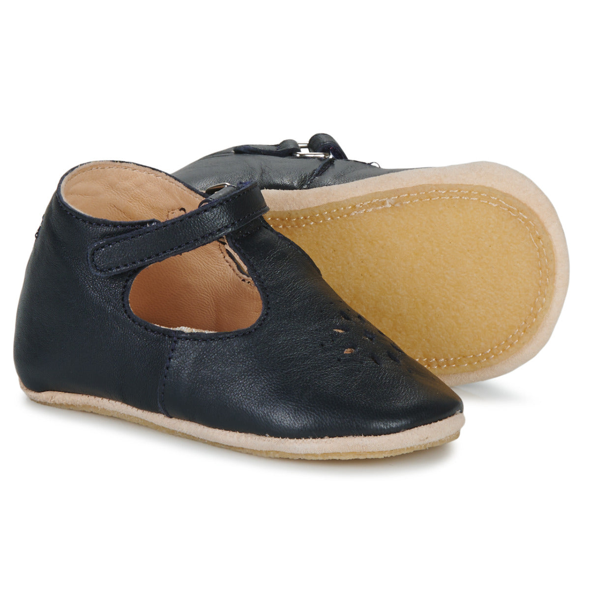 Scarpine in pelle con cinturino a T, Blu navy | Easy Peasy