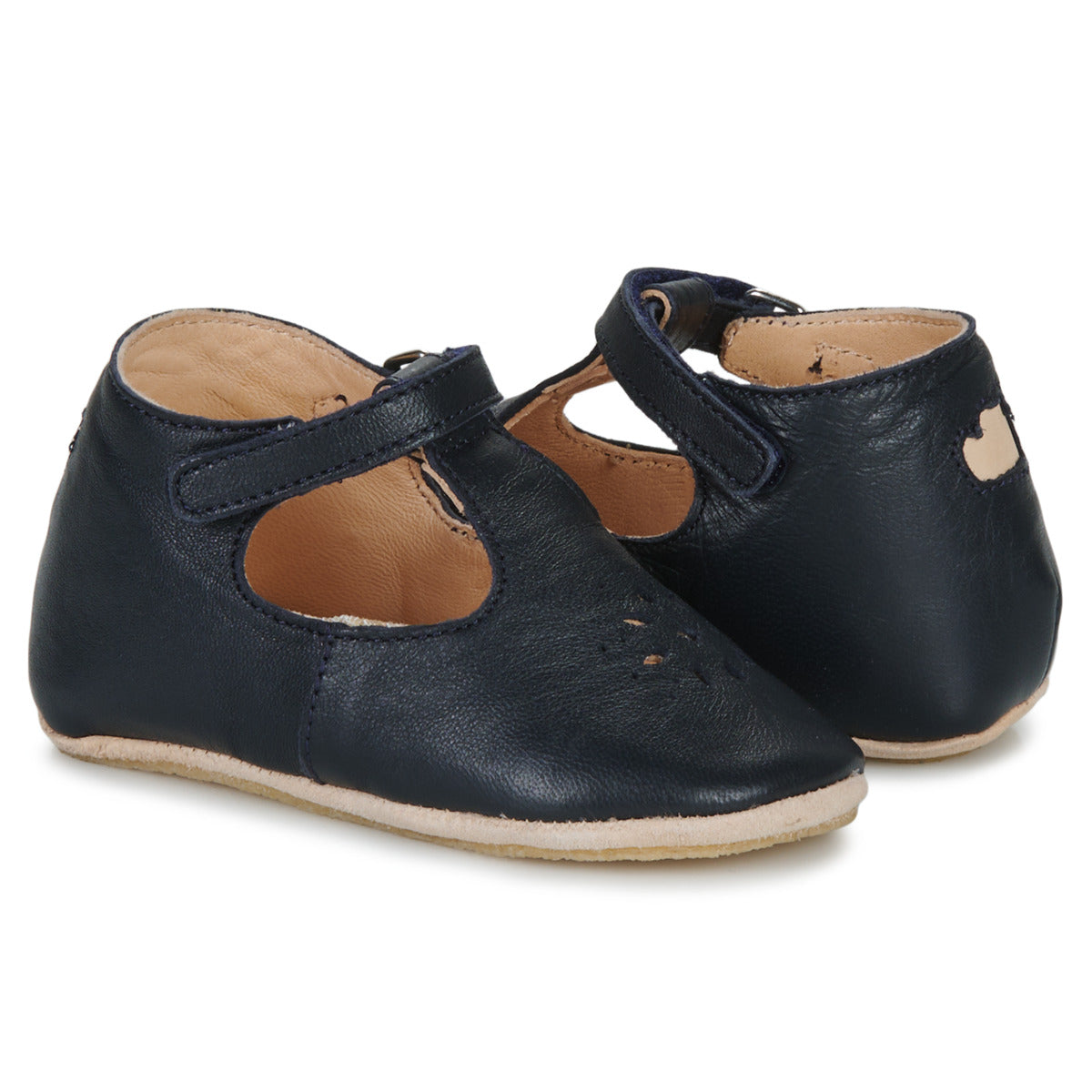 Scarpine in pelle con cinturino a T, Blu navy | Easy Peasy