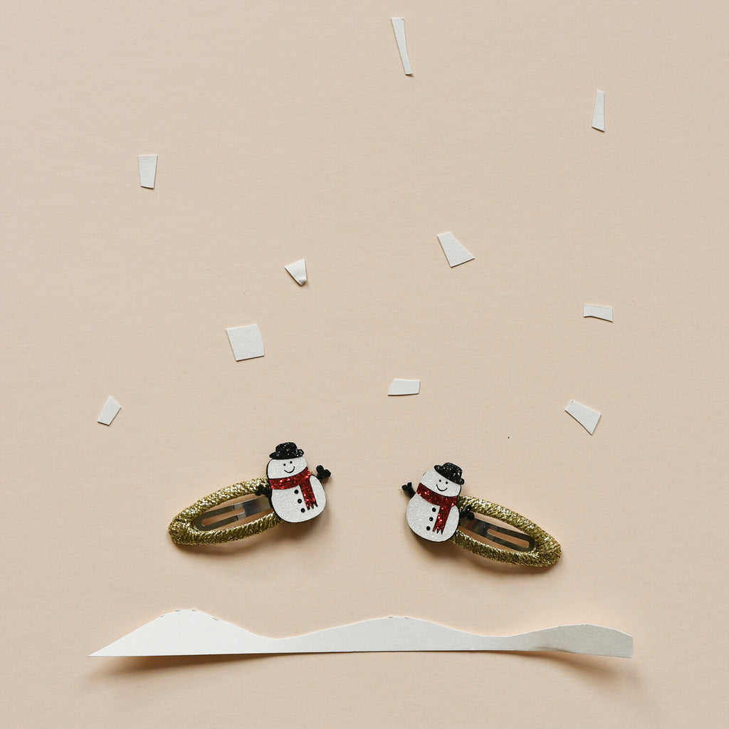 Fermagli per capelli Pupazzo di neve con glitter