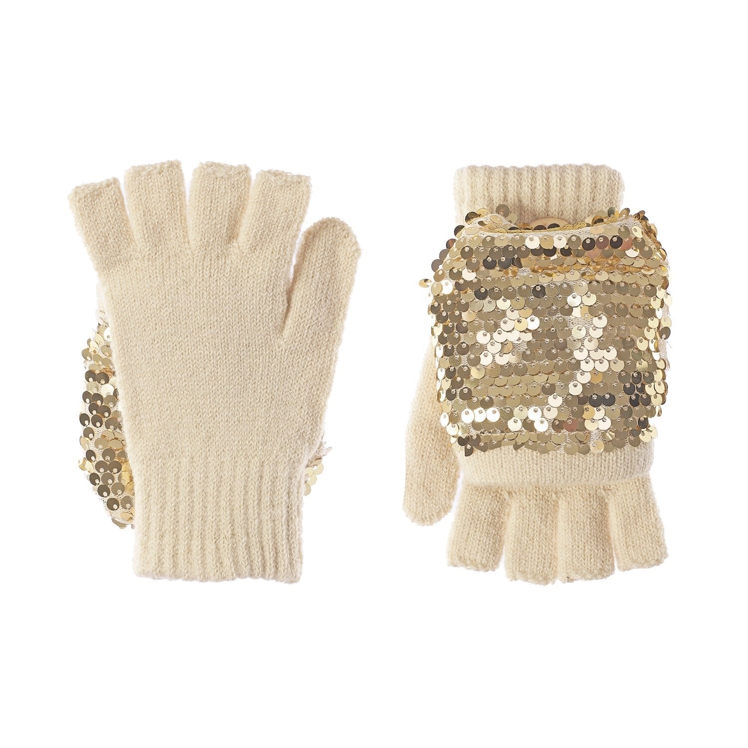 Guanti in maglia, Paillettes dorate (3-6 anni)