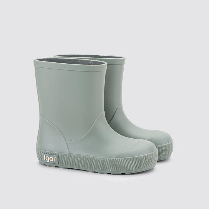 Green rubber rain boots