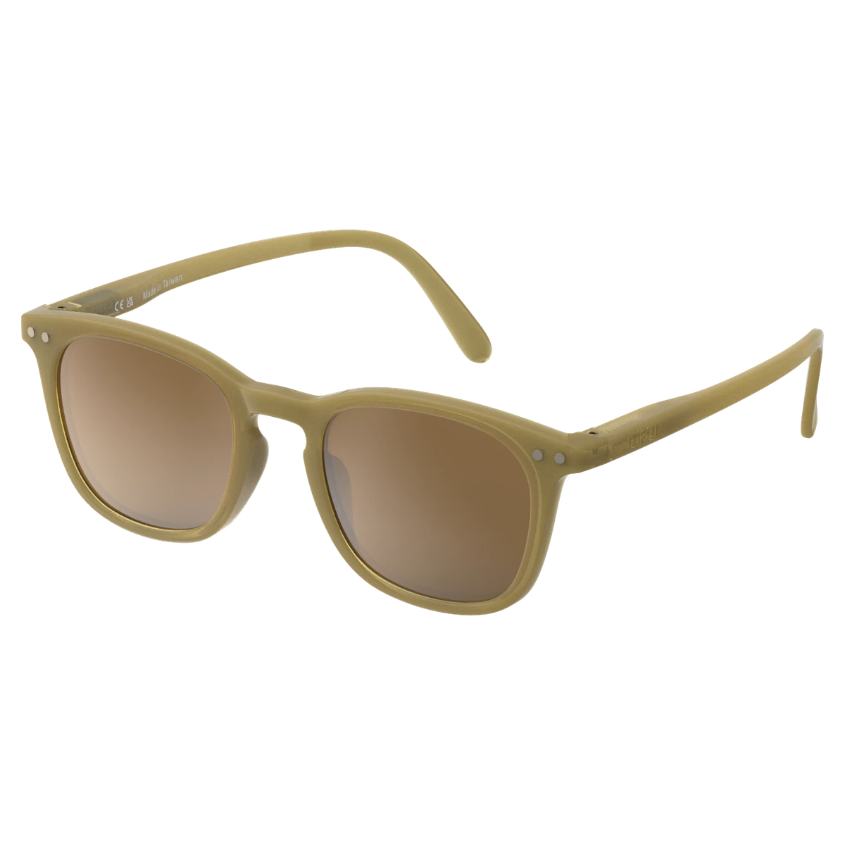 IZIPIZI #E Olive sunglasses, ages 3-5 and 5-7 — three-quarter view