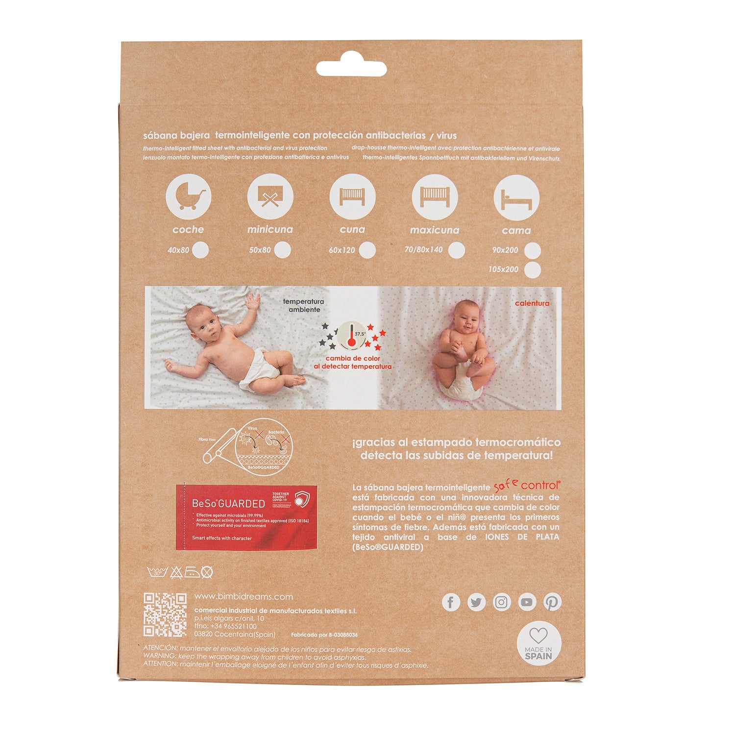 Fitted sheet for pram 40x80, Thermointelligent Safe Control