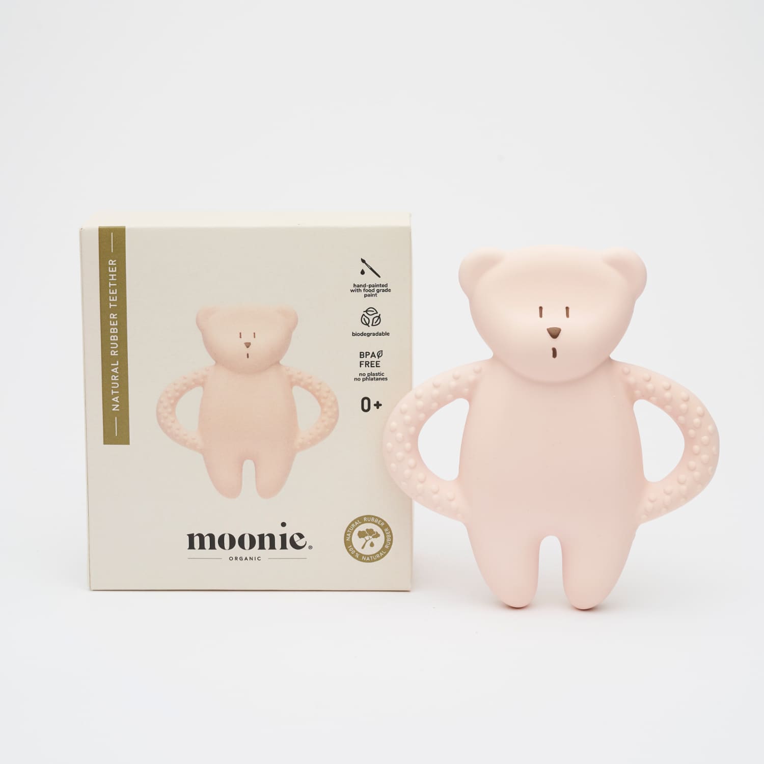 Organic natural rubber teether, Moonie rose