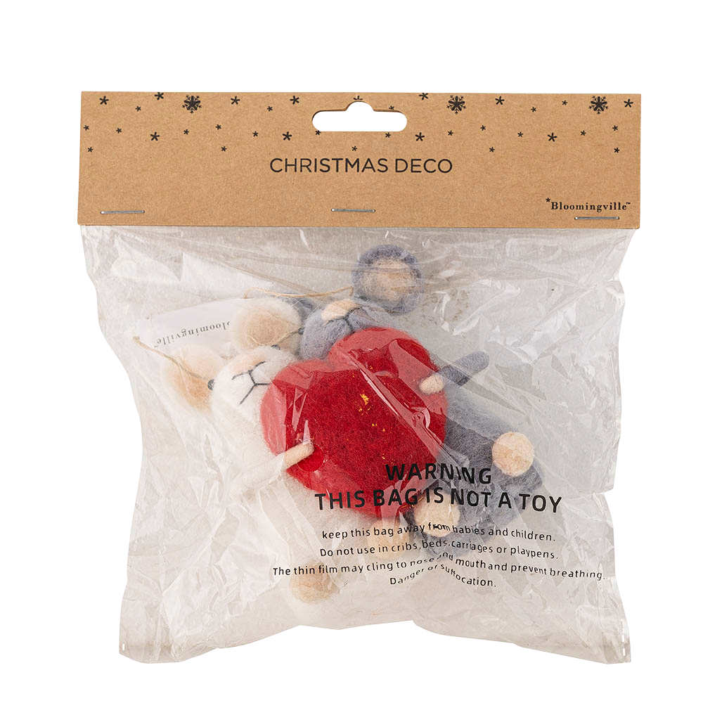 Christmas Ornament, Red Heart Mice