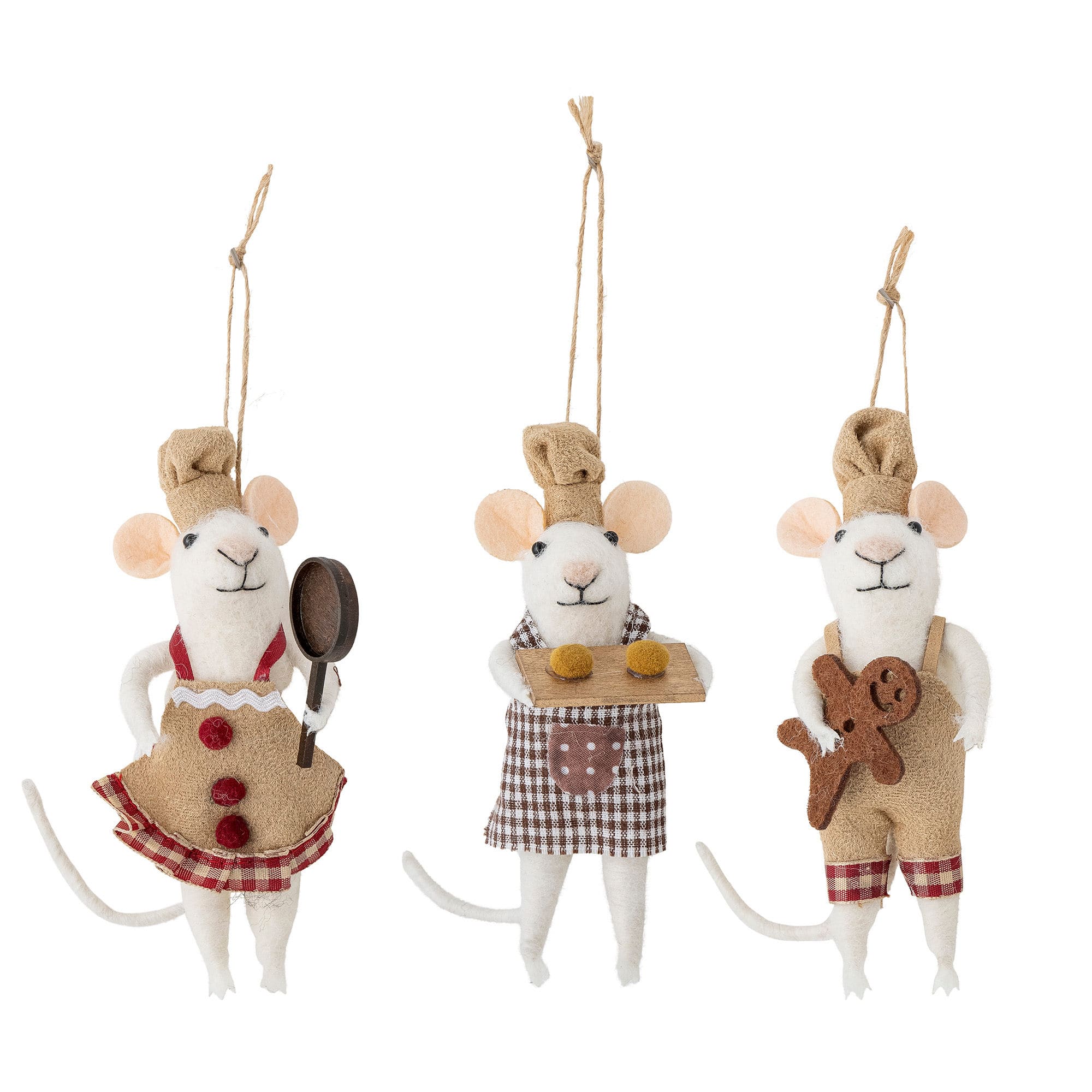 Christmas Ornament, Set of 3 Chef Mice