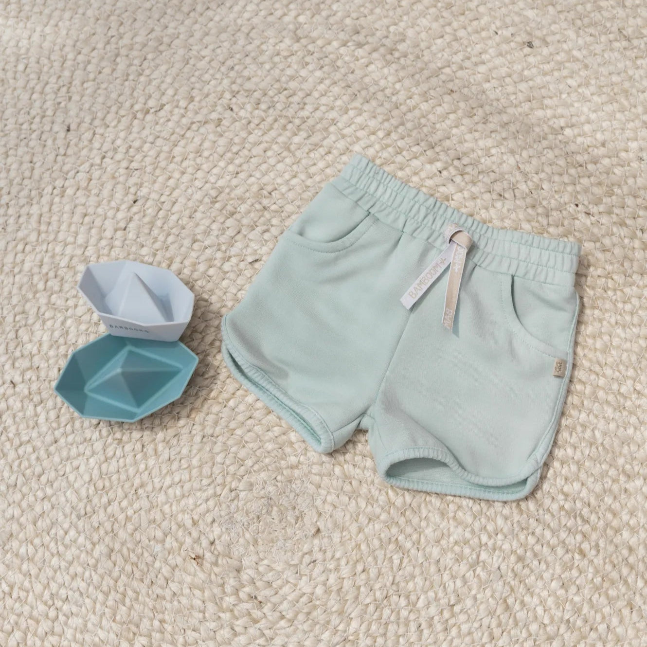 Pantaloncino in bambù cotone bio, Water petrol