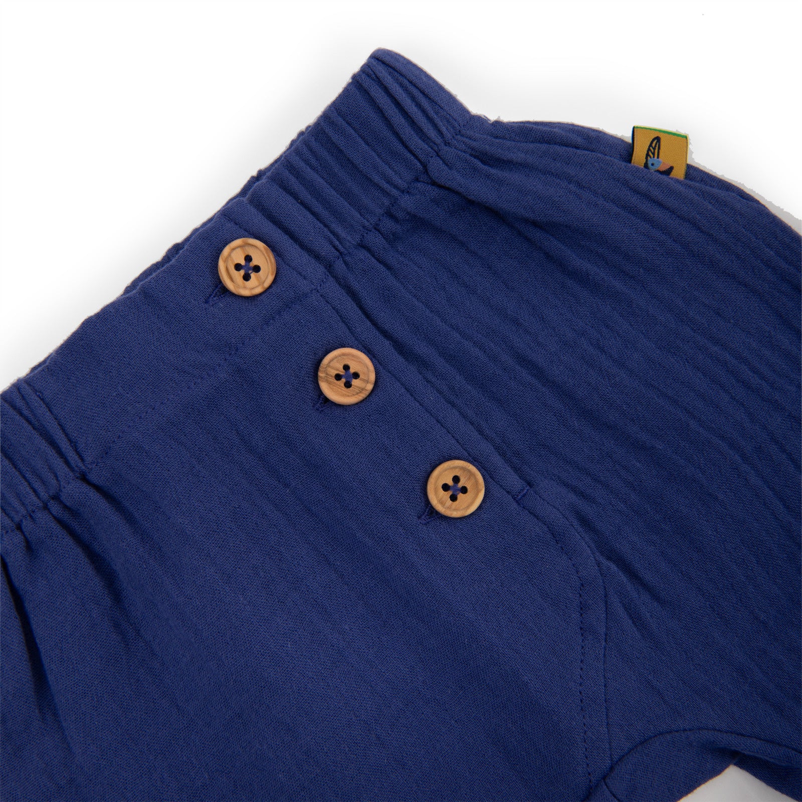 Navy Blue Cotton Muslin Shorts, Nahel