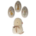 Pulcino mini peluche con uovo di Pasqua in metallo