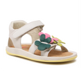 Sandali pelle bianche fiori per bambini, Twins Primi passi Camper