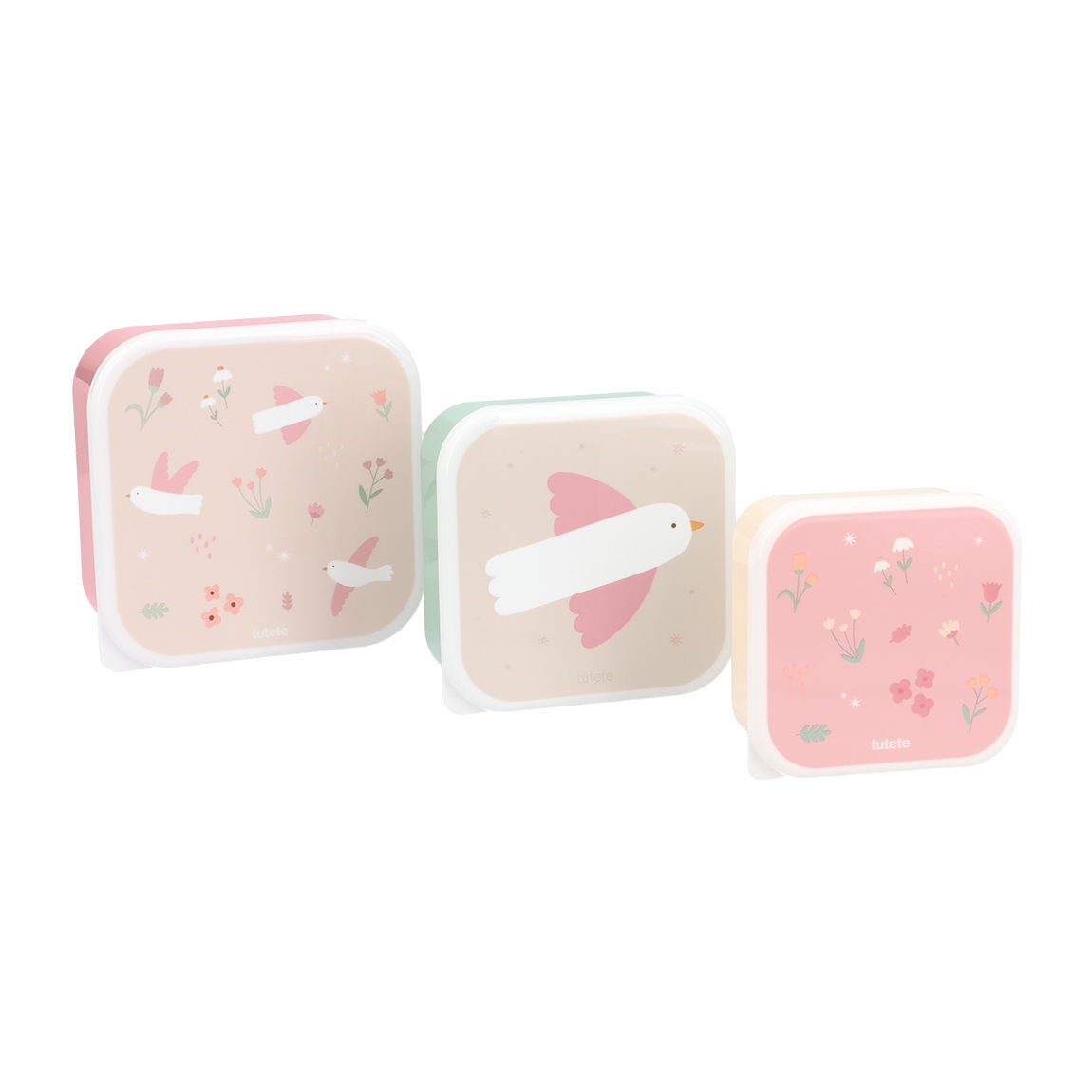 Set of 3 food containers, Birds