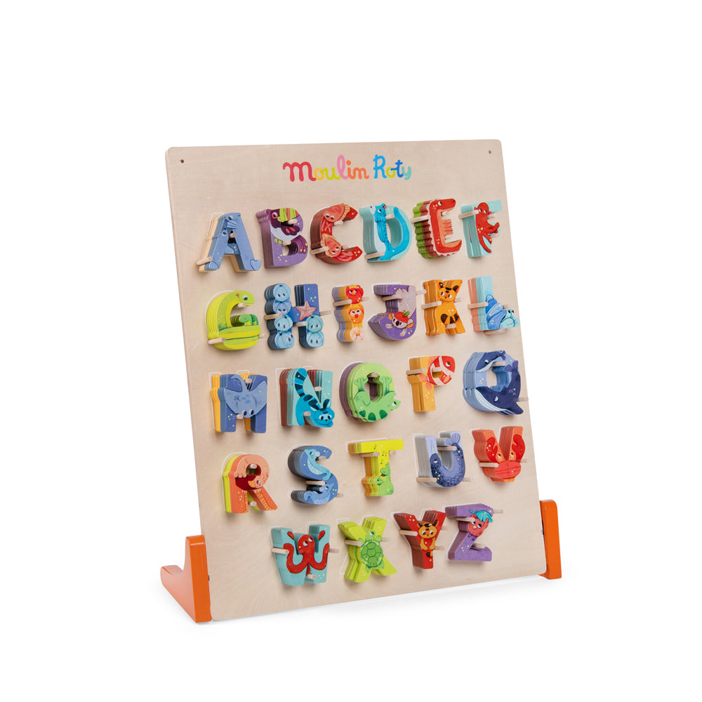 Moulin Roty | Lettere Colorate in Legno per Cameretta Bambini Animali