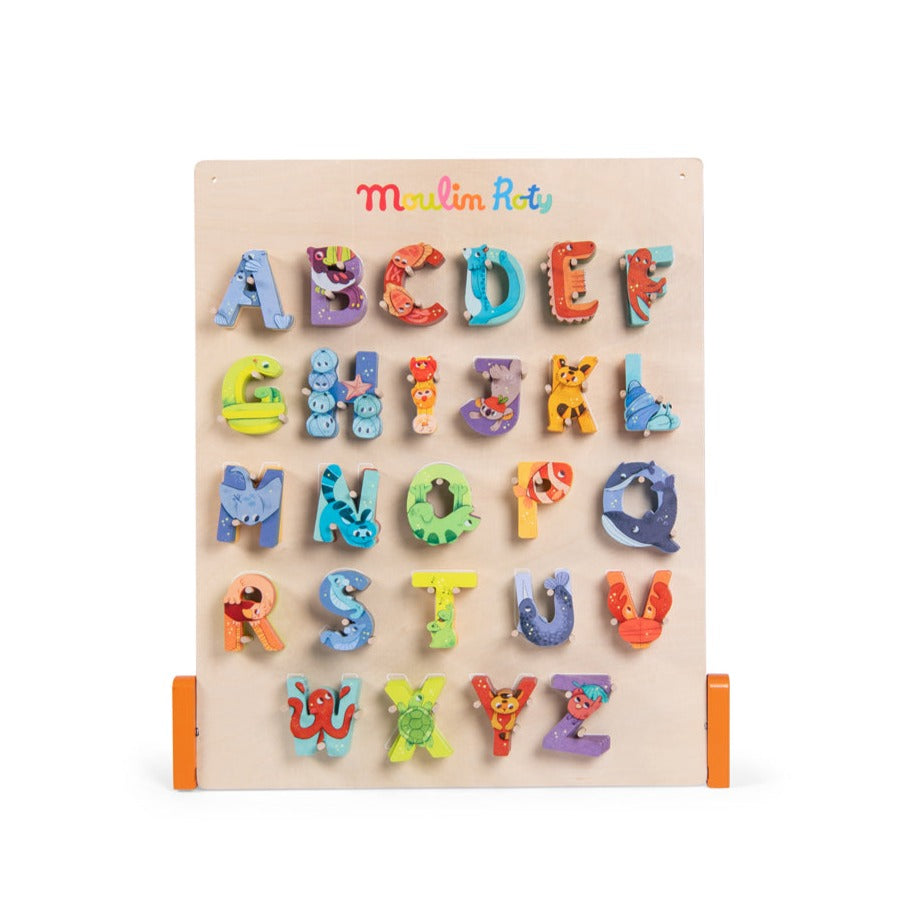Moulin Roty | Lettere Colorate in Legno per Cameretta Bambini Animali