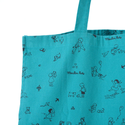 Borsa Grande Moulin Roty, Spessa e Resistente in Cotone Bio Blu