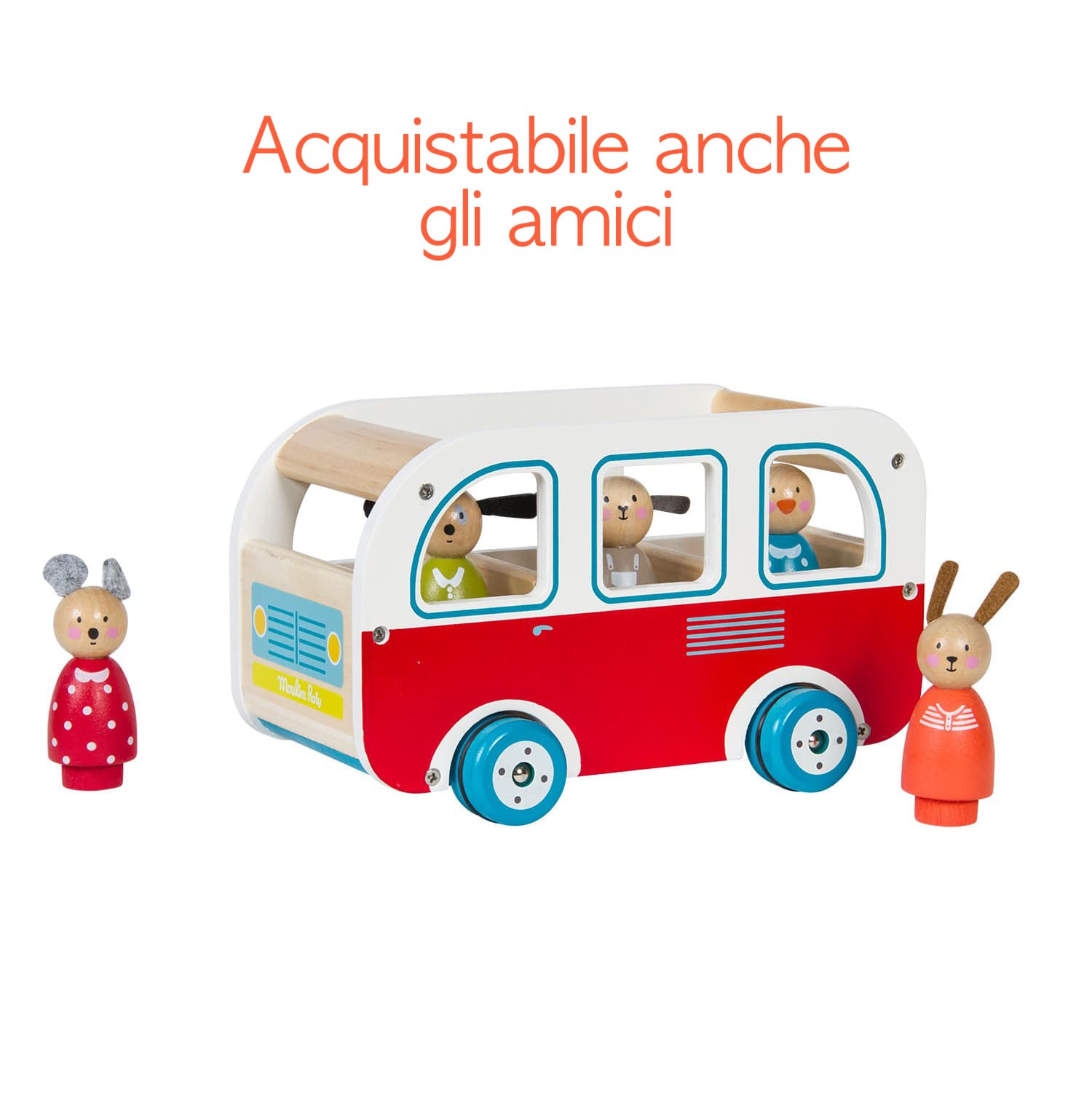 gli amici Autobus in Legno con Julius il Cane, 18 mesi+ | Moulin Roty 632422