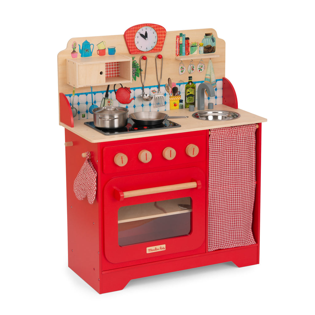 Moulin Roty | La Cucina in Legno Rosso Luci e Suoni La Grande Famille