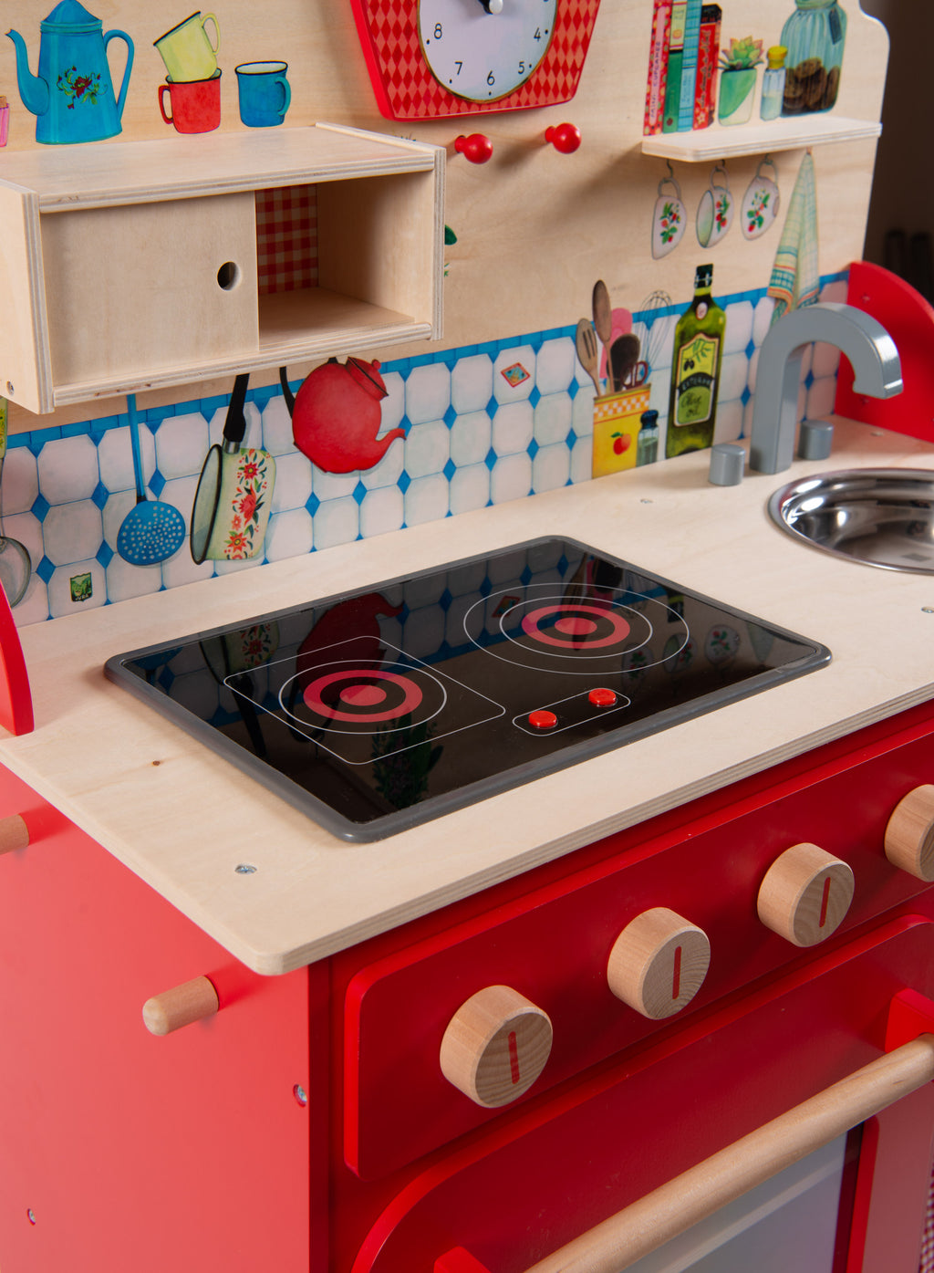 Moulin Roty | La Cucina in Legno Rosso Luci e Suoni La Grande Famille
