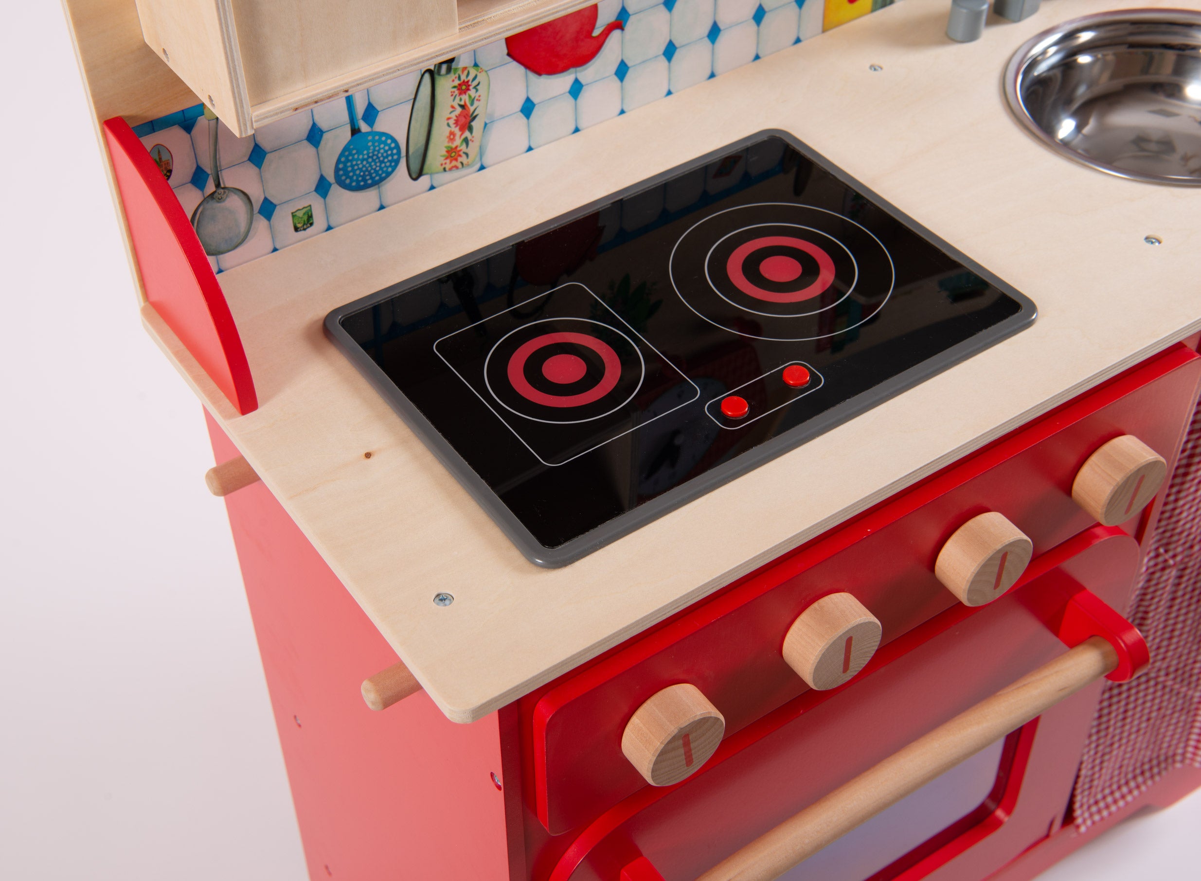 Moulin Roty | Wooden kitchen, sound and light with 5 accessories