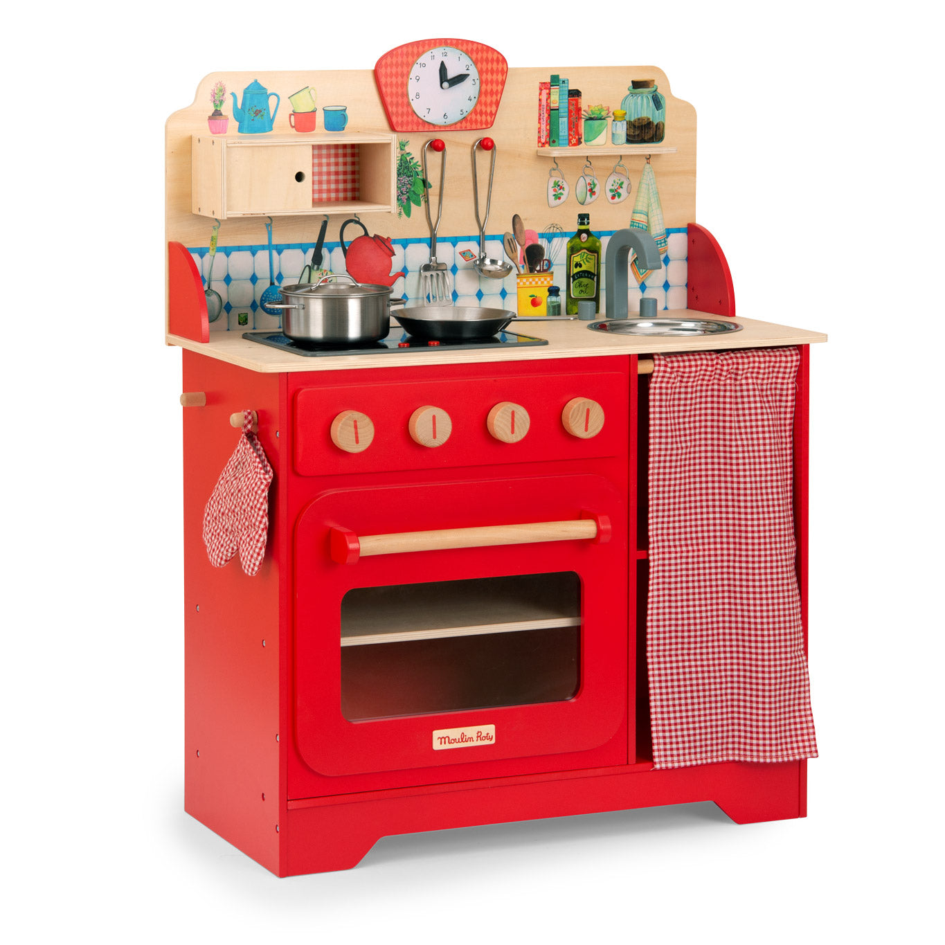 Moulin Roty | Wooden kitchen, sound and light with 5 accessories