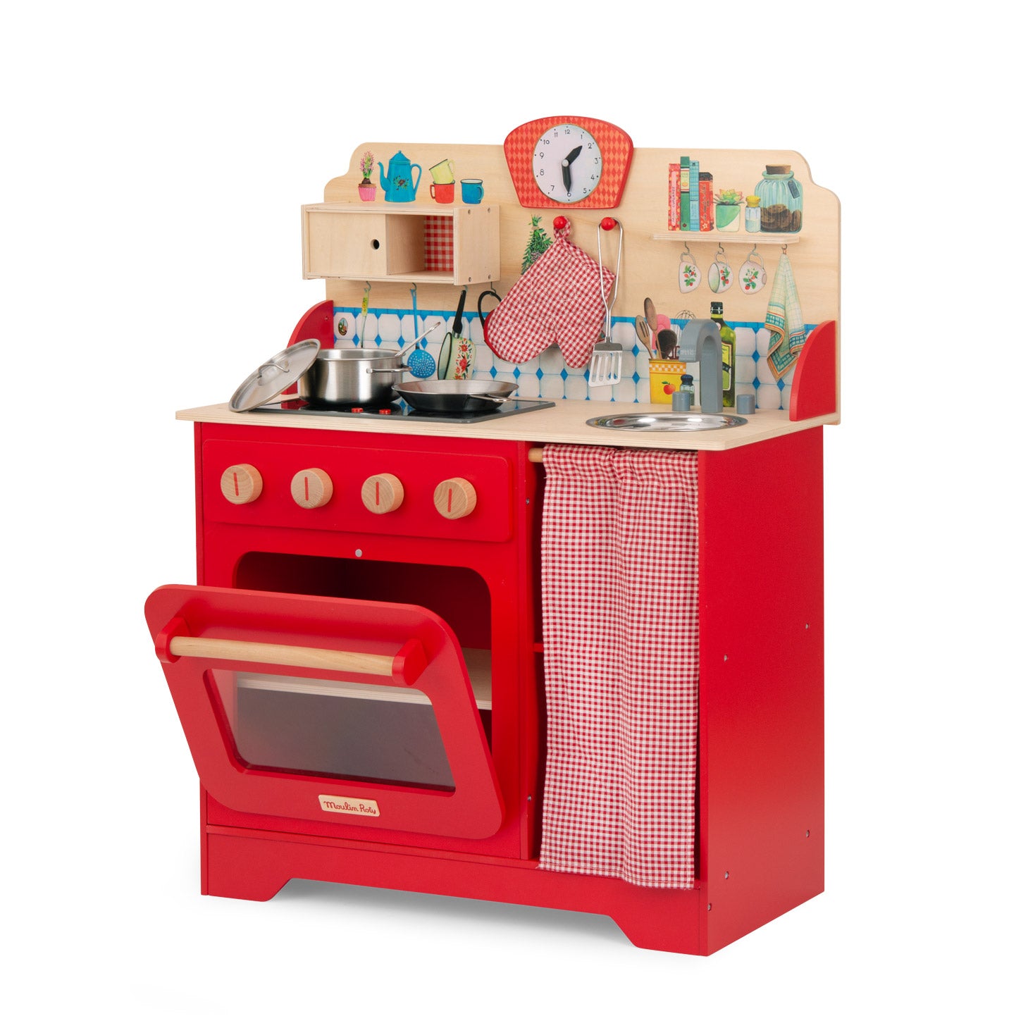 Moulin Roty | Wooden kitchen, sound and light with 5 accessories