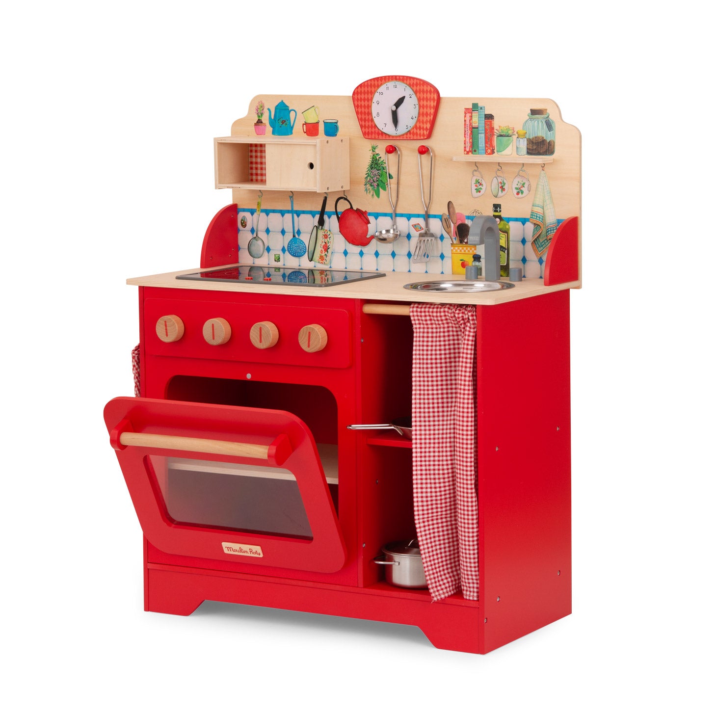 Moulin Roty | Wooden kitchen, sound and light with 5 accessories