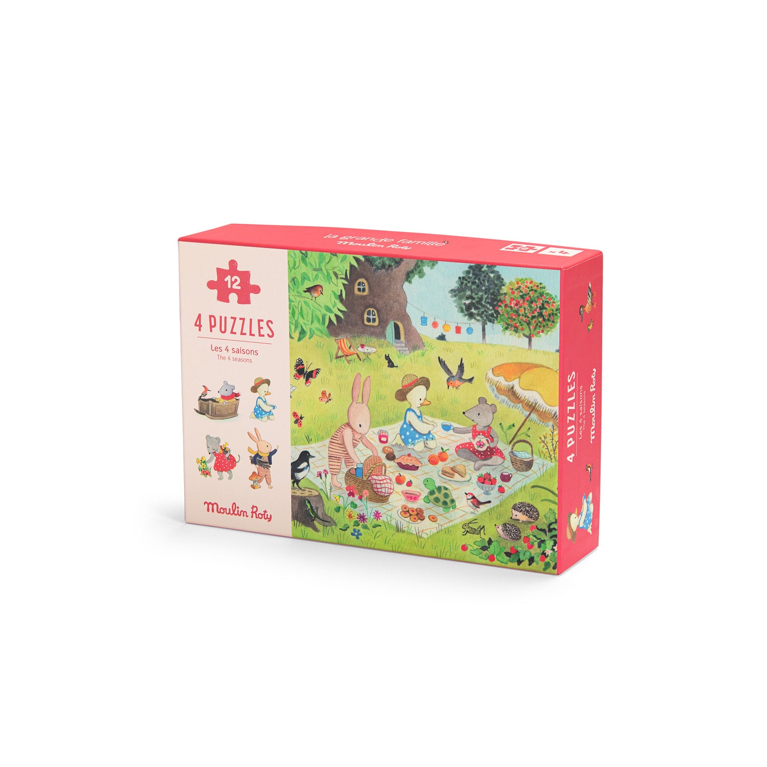 Moulin Roty | 4 Puzzle delle Stagioni, 4x12pz, La Grande Famille