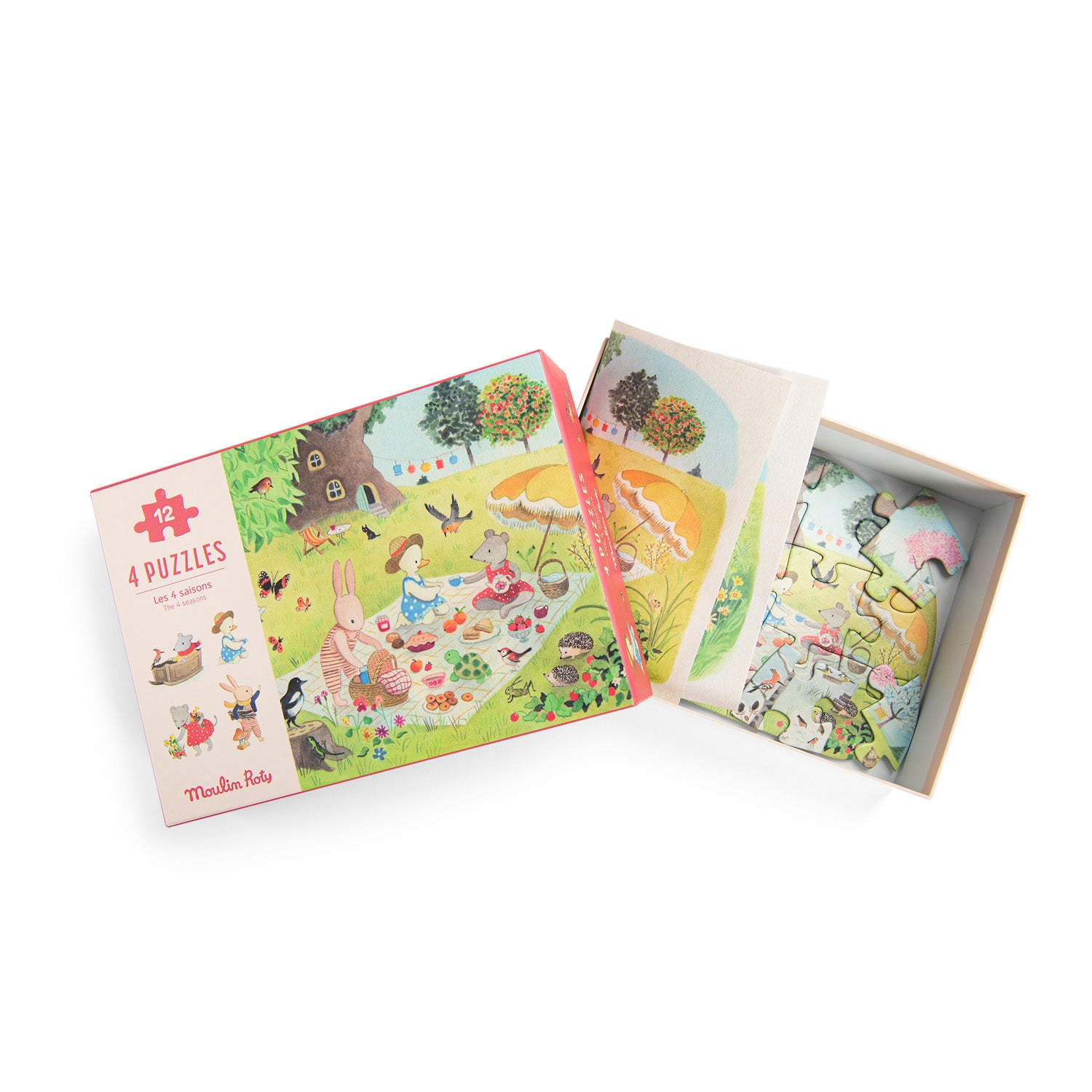 Moulin Roty | 4 Puzzle delle Stagioni, 4x12pz, La Grande Famille