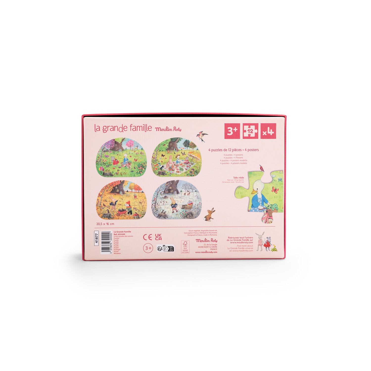 Moulin Roty | 4 Puzzle delle Stagioni, 4x12pz, La Grande Famille