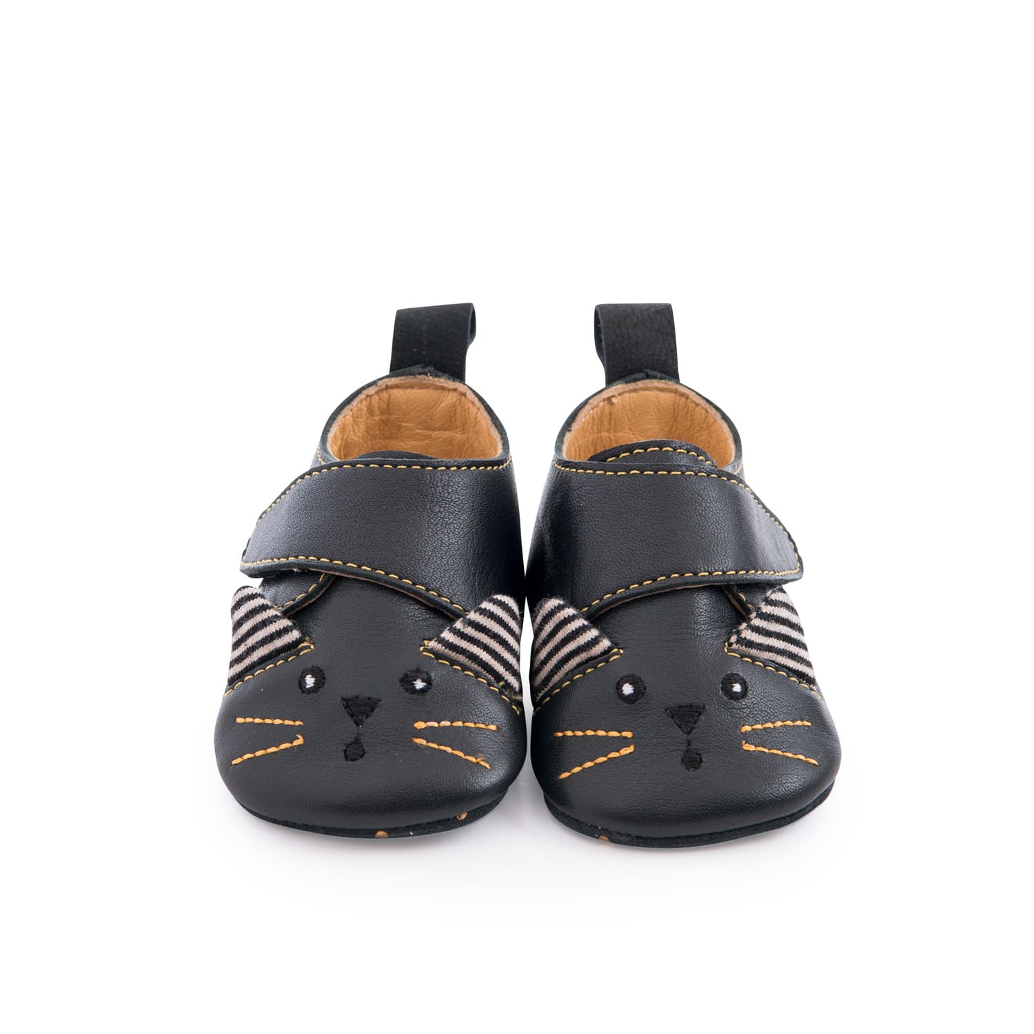Moulin Roty | Scarpine in cuoio Gatto Nero 0-24 mesi, Les Moustaches