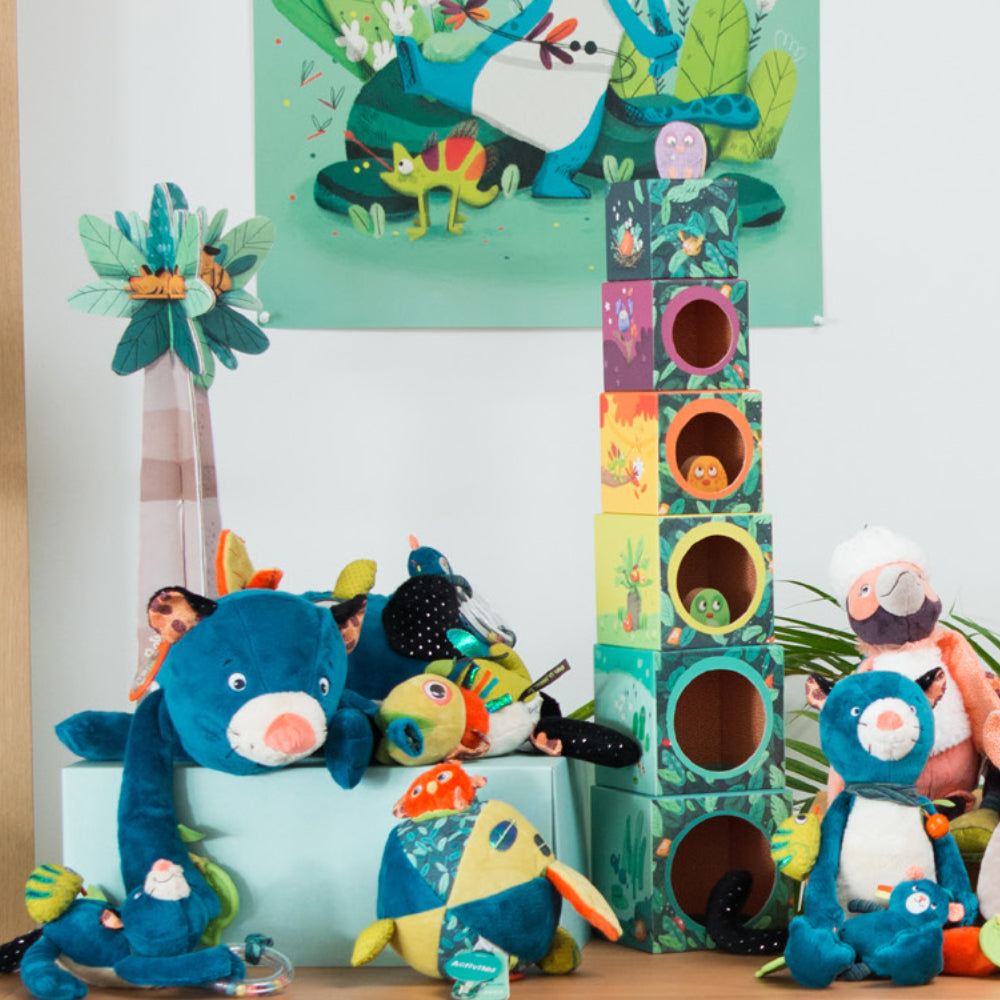 Moulin Roty | Cubi impilabili con 3 uccellini, Dans la Jungle