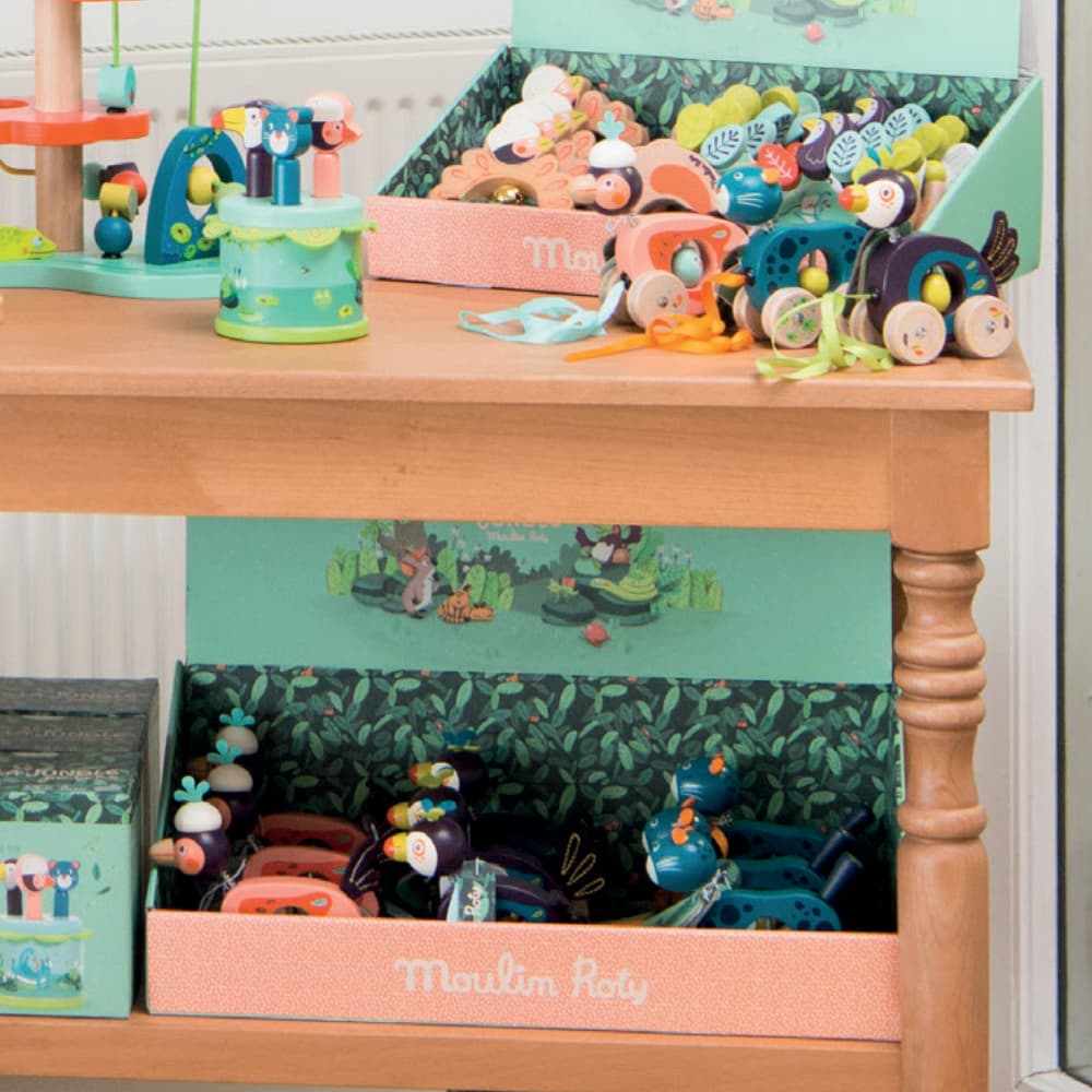 Moulin Roty | Piccolo tucano Pakou da tirare in legno, Dans la Jungle