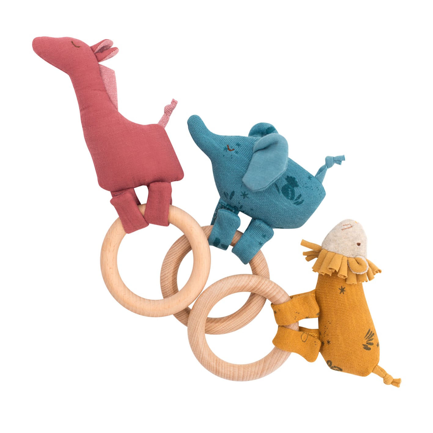 Moulin Roty | Sonaglio Elefante con Anello in Legno, Sous mon Baobab