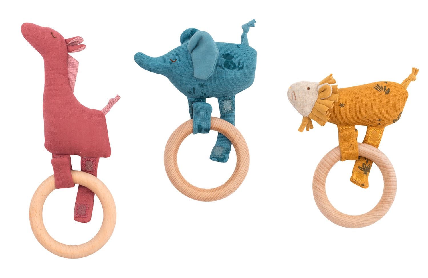 Moulin Roty | Sonaglio Elefante con Anello in Legno, Sous mon Baobab