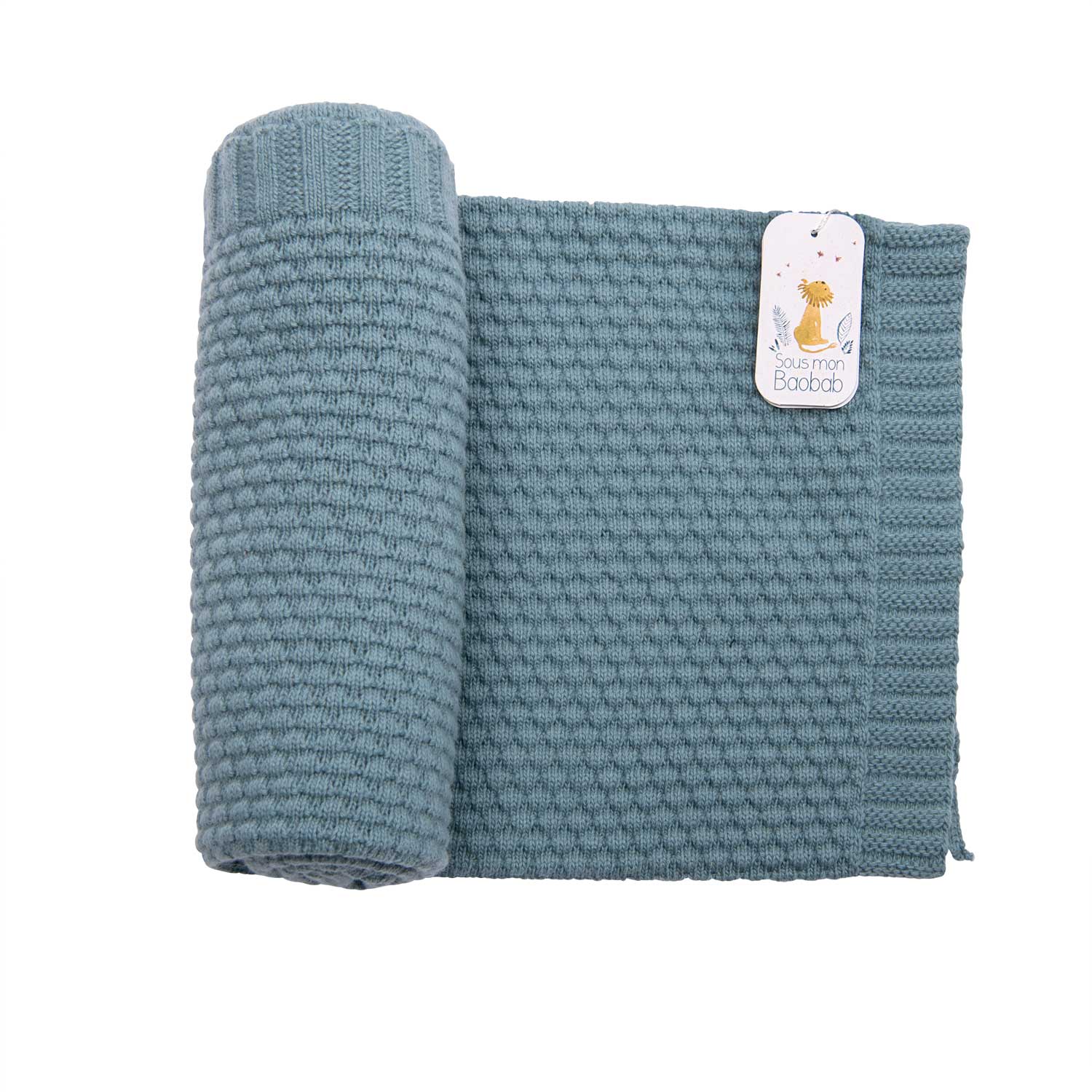 Moulin Roty | Copertina in Misto Lana Blu, Sous mon Baobab