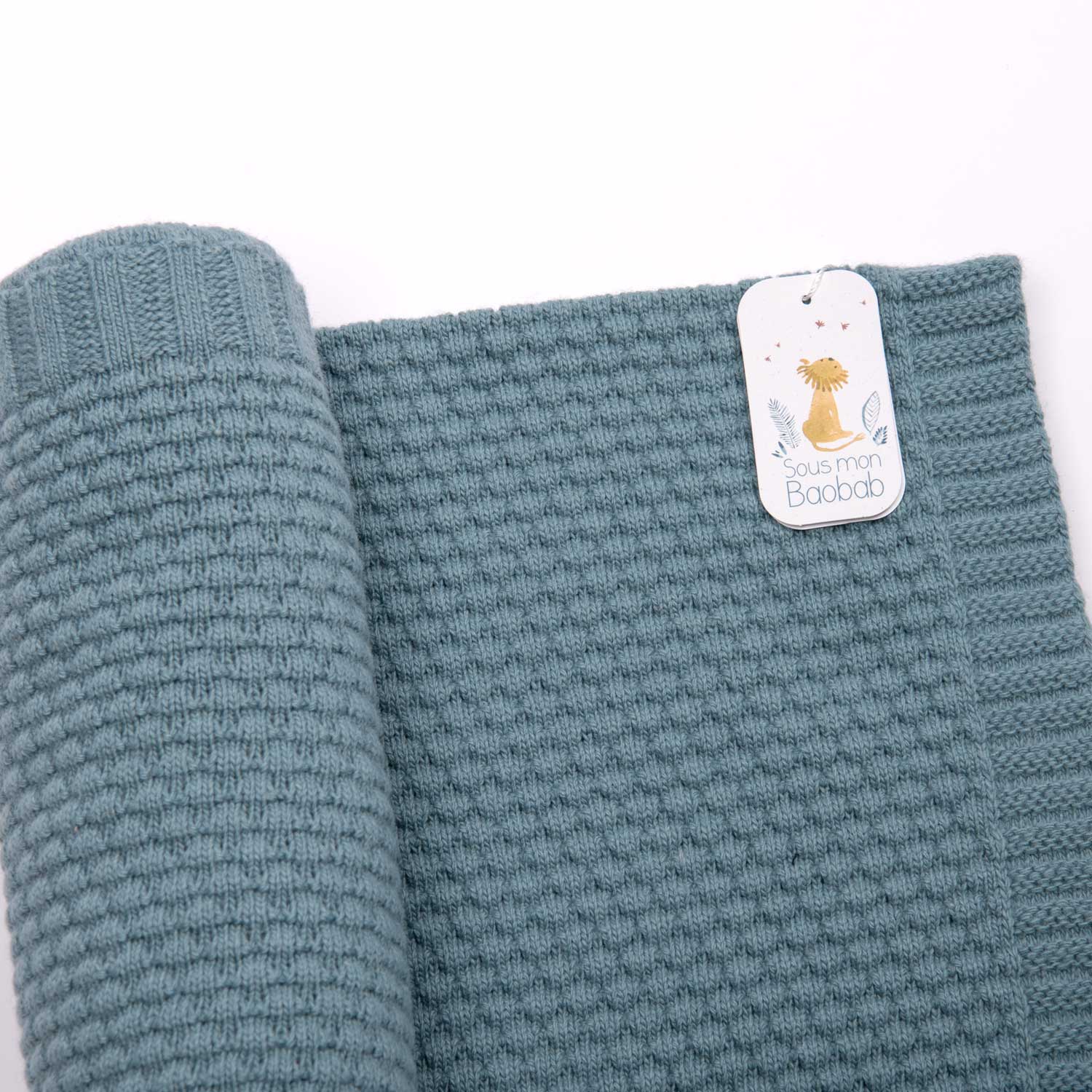 Moulin Roty | Copertina in Misto Lana Blu, Sous mon Baobab