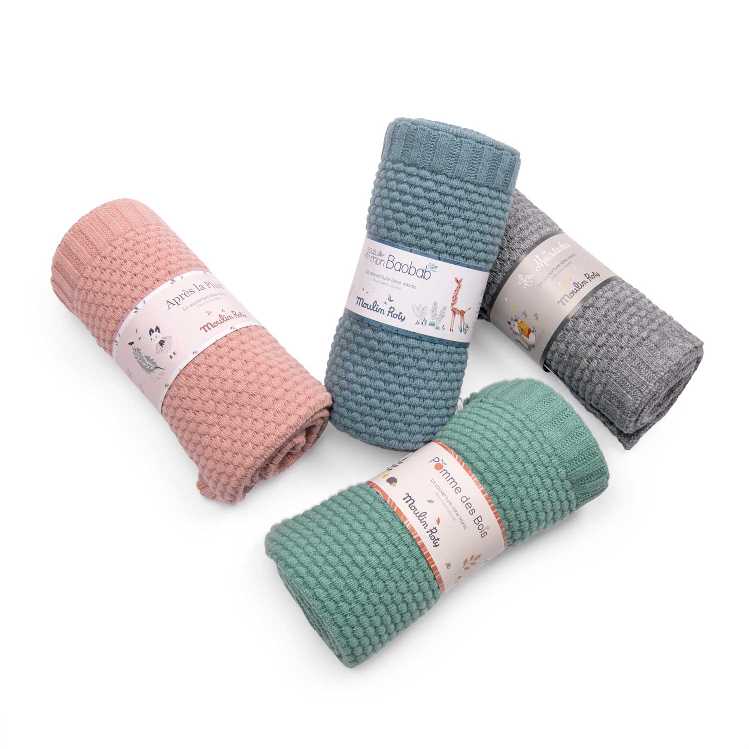 Moulin Roty | Copertina in Misto Lana Blu, Sous mon Baobab