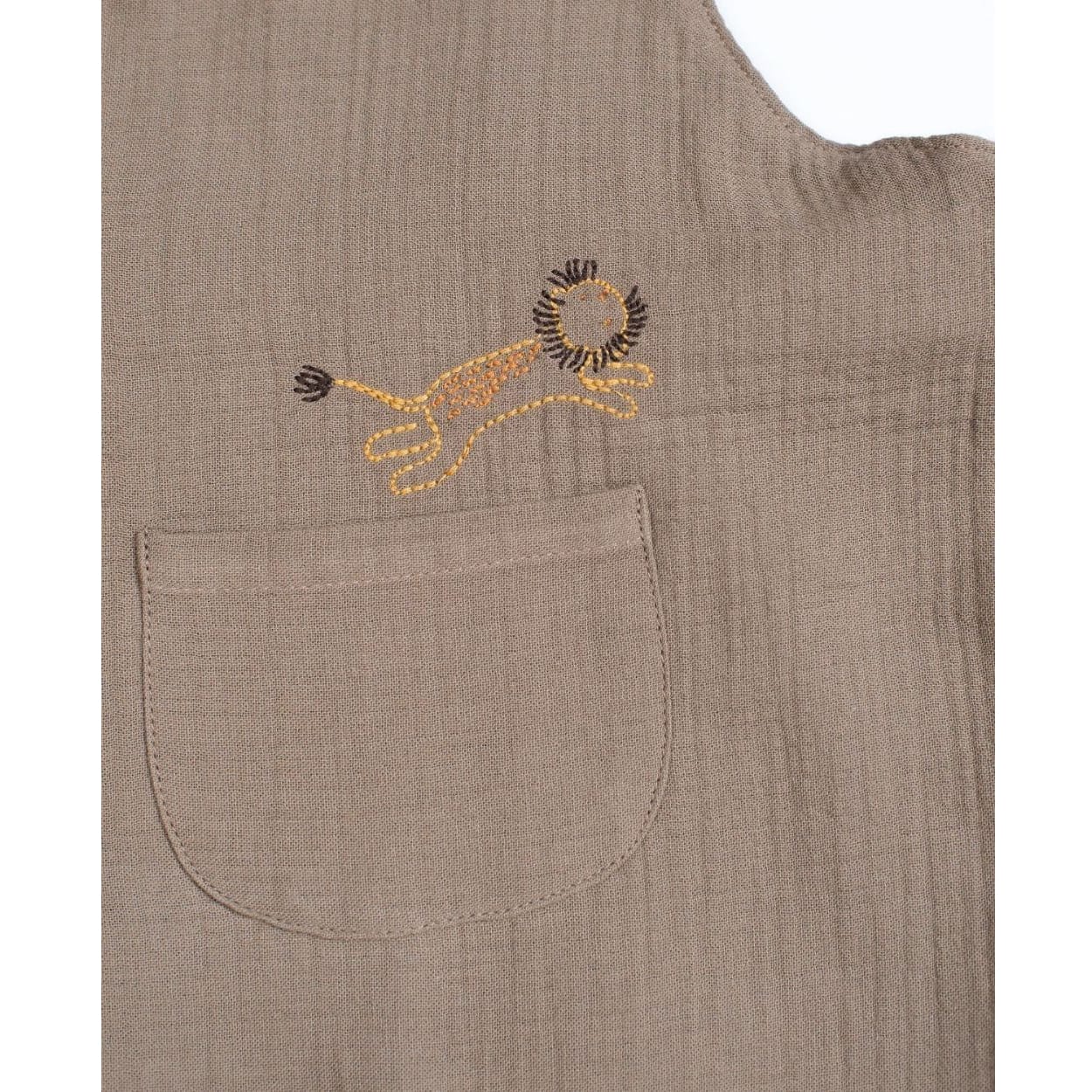 Moulin Roty | Barnabe Salopette in Cotone Leone Sous mon Baobab
