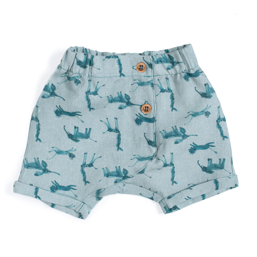 Moulin Roty | Pantaloncini Unisex Bobby in Lino Blu Bambini