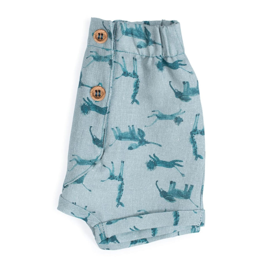 Moulin Roty | Pantaloncini Unisex Bobby in Lino Blu Bambini