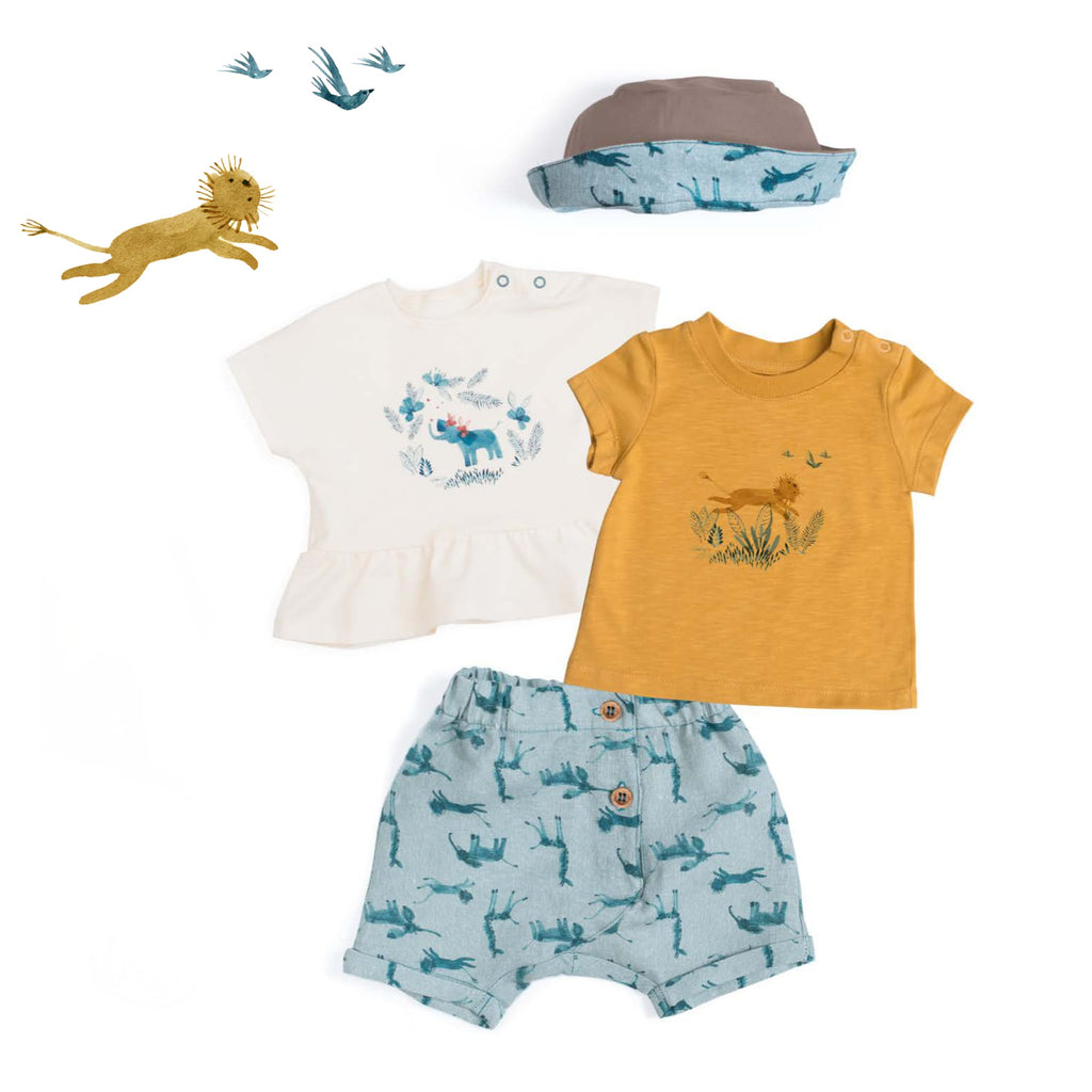 Moulin Roty | Pantaloncini Unisex Bobby in Lino Blu Bambini