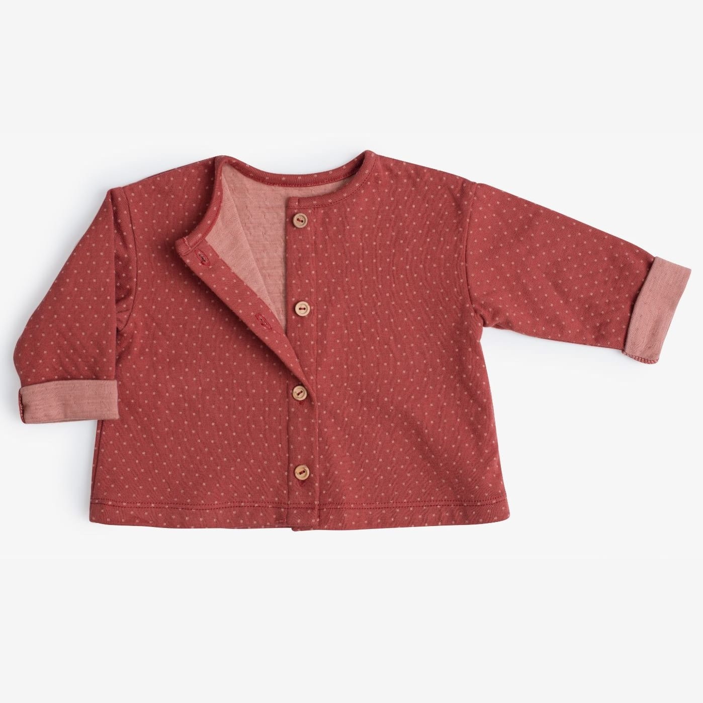 Moulin Roty | Cardigan Giacchetta Bonnie in Cotone Rosso Mattone Bimba