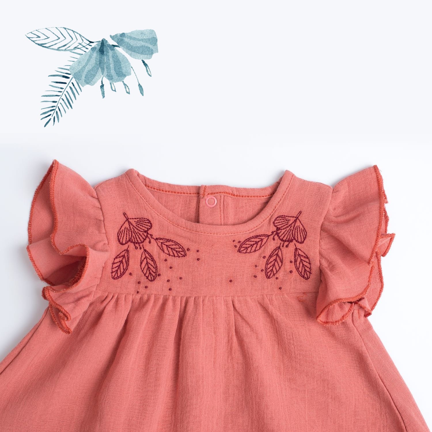 Moulin Roty | Camicetta Blouse Betty con Balze Rosa Antico Bimba