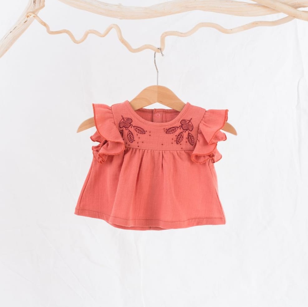 Moulin Roty | Camicetta Blouse Betty con Balze Rosa Antico Bimba