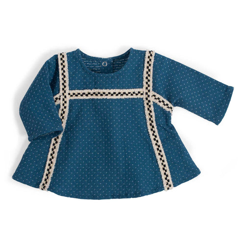 Moulin Roty | Carla Camicetta in Jacquard Blu Pois Sous mon Baobab