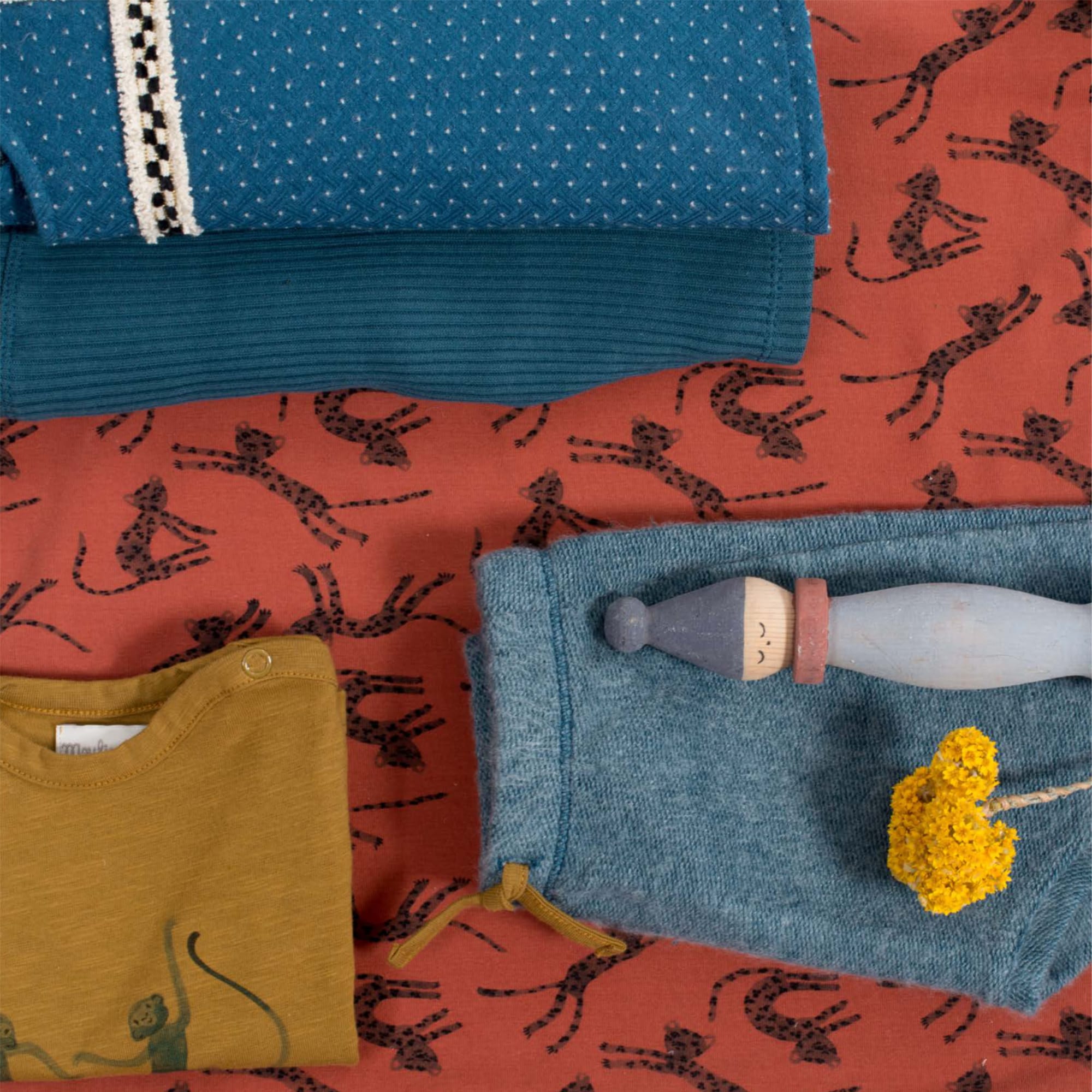 Moulin Roty | Carla Camicetta in Jacquard Blu Pois Sous mon Baobab
