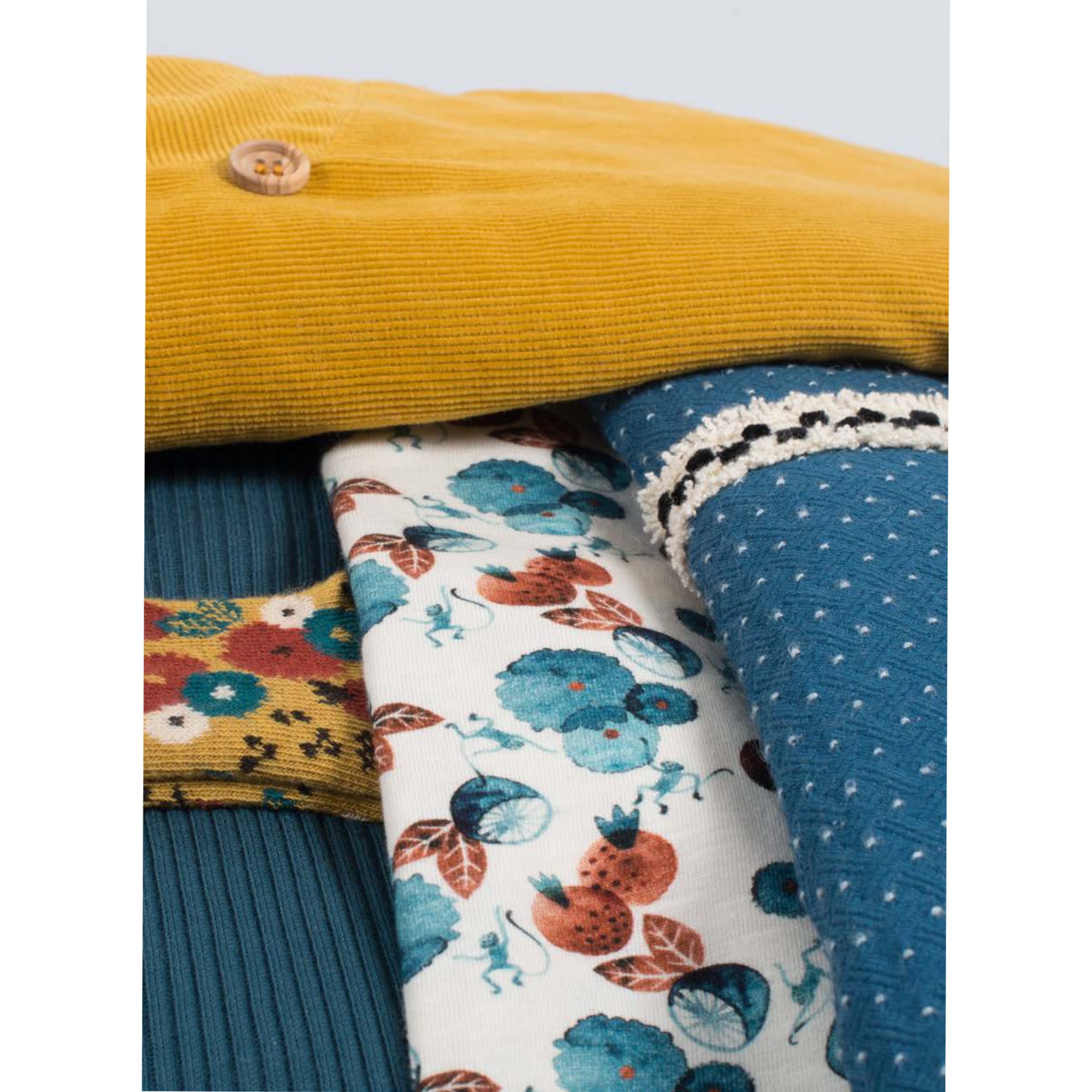 Moulin Roty | Carla Camicetta in Jacquard Blu Pois Sous mon Baobab