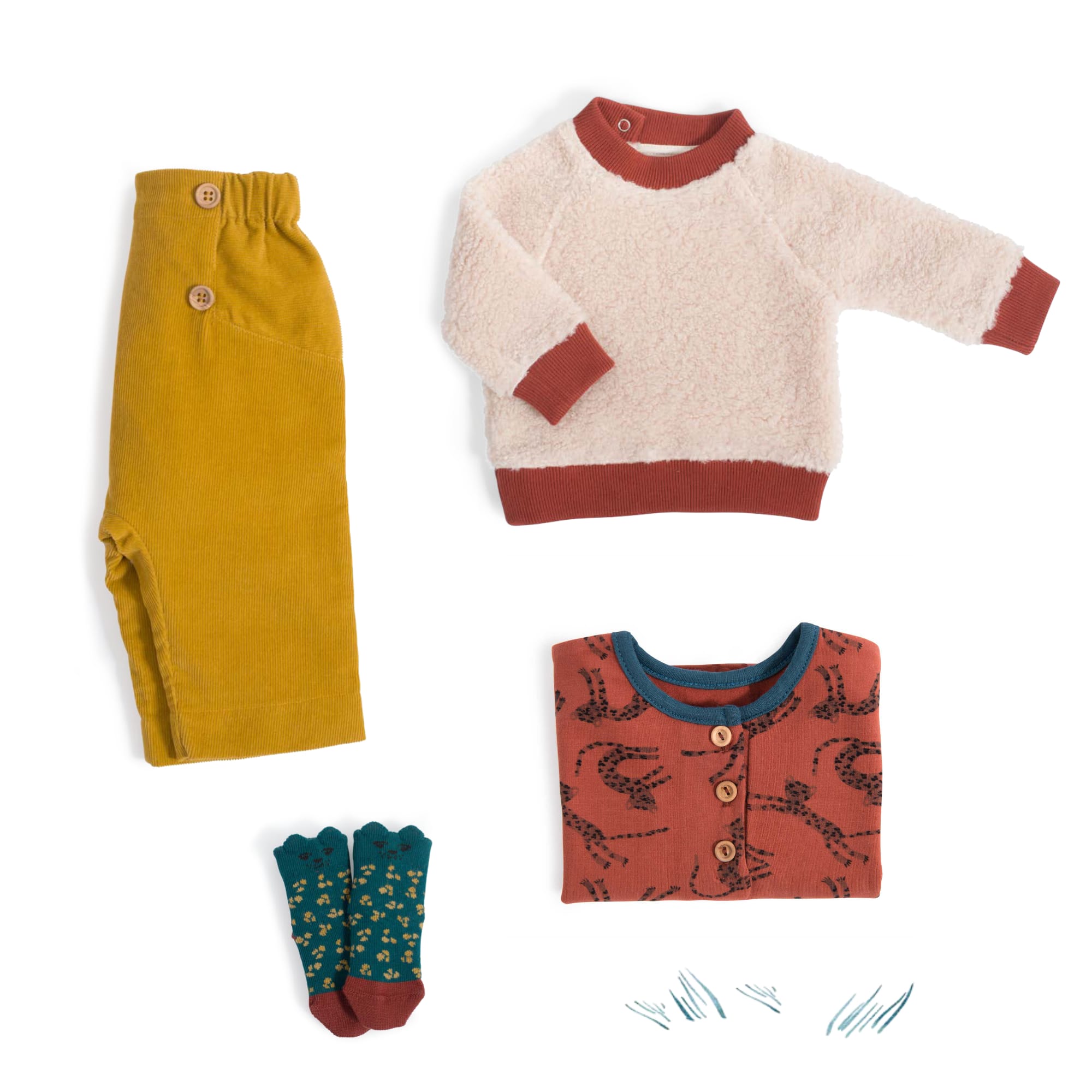 Moulin Roty | Charles Maglietta Super Morbida Mattone Sous mon Baobab